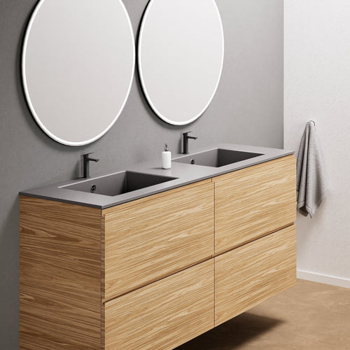 Aurora Double Set Classic – Corian Double Sinks & Countertop with 4 Drawers Vanity - ROVALUX