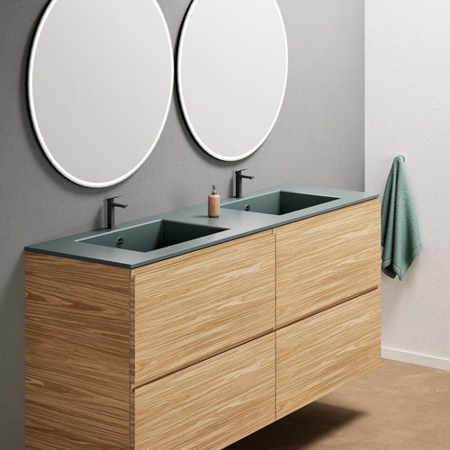 Aurora Double Set Classic – Corian Double Sinks & Countertop with 4 Drawers Vanity - ROVALUX