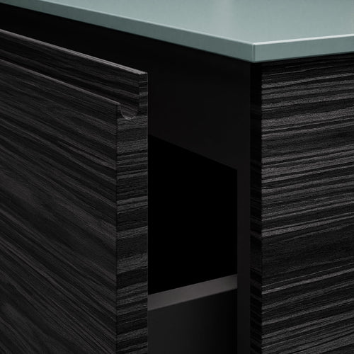 Aurora Double Set With Supporting Legs – Corian Sinks & Countertop with 2 Drawers Vanity & Bottom Shelves - ROVALUX