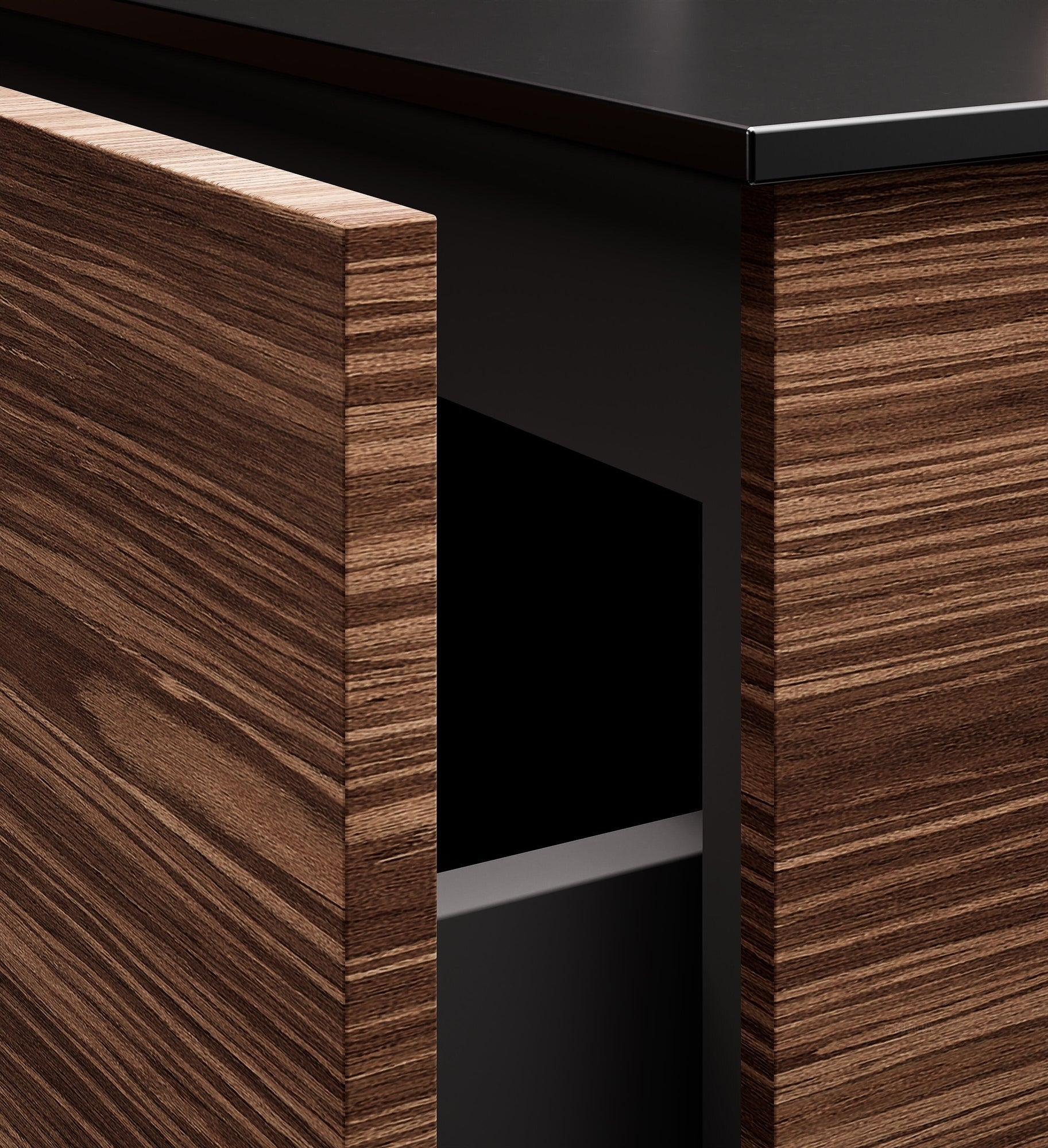 Aurora Double Set With Supporting Legs – Corian Sinks & Countertop with 2 Drawers Vanity & Bottom Shelves - ROVALUX