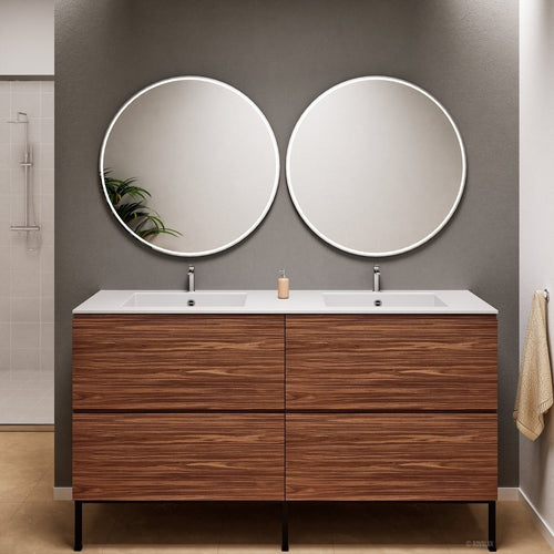 Aurora – Double Corian® Basin Unit with 4 Drawers and Feet-Standing Vanity - ROVALUX
