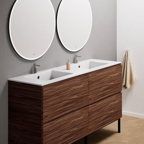 Aurora – Double Corian® Basin Unit with 4 Drawers and Feet-Standing Vanity - ROVALUX