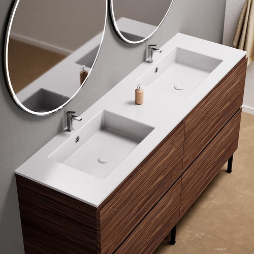 Aurora – Double Corian® Basin Unit with 4 Drawers and Feet-Standing Vanity - ROVALUX
