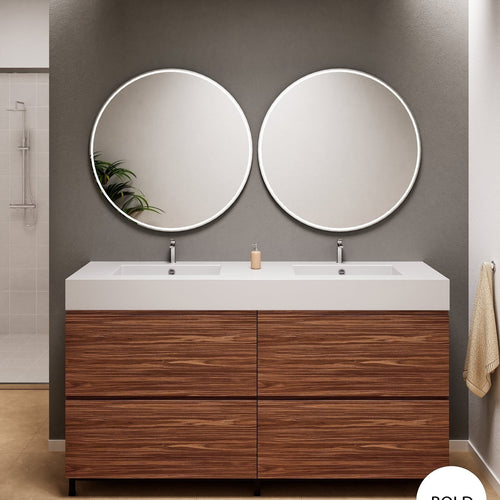 Aurora – Double Corian® Basin Unit with 4 Drawers and Feet-Standing Vanity - ROVALUX