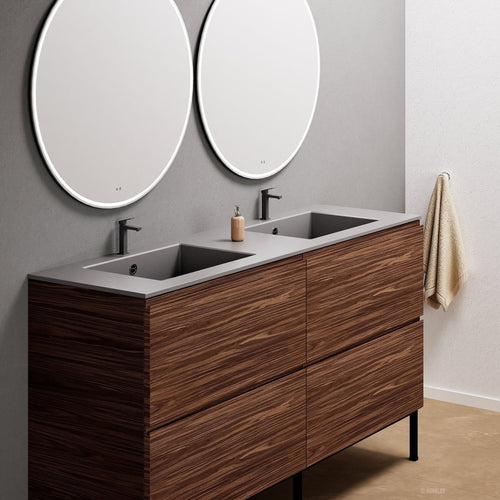Aurora – Double Corian® Basin Unit with 4 Drawers and Feet-Standing Vanity - ROVALUX
