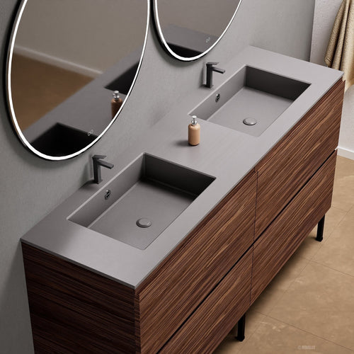 Aurora – Double Corian® Basin Unit with 4 Drawers and Feet-Standing Vanity - ROVALUX