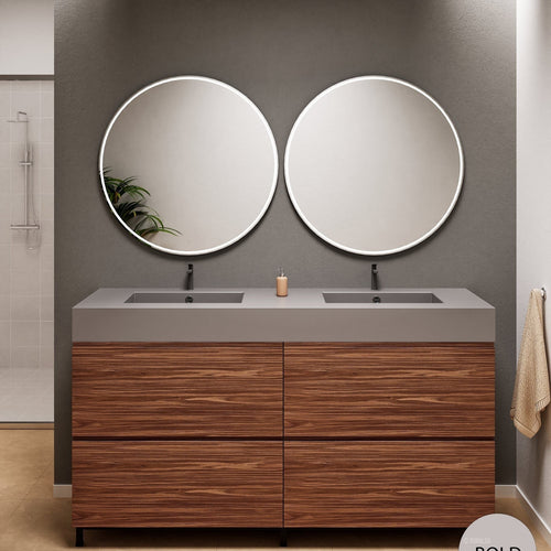 Aurora – Double Corian® Basin Unit with 4 Drawers and Feet-Standing Vanity - ROVALUX