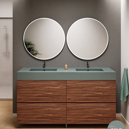 Aurora – Double Corian® Basin Unit with 4 Drawers and Feet-Standing Vanity - ROVALUX