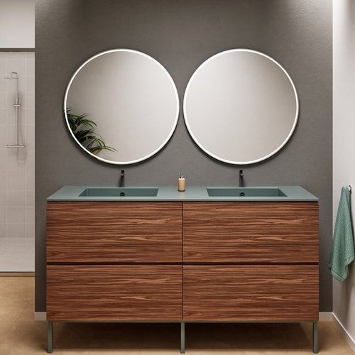 Aurora – Double Corian® Basin Unit with 4 Drawers and Feet-Standing Vanity - ROVALUX
