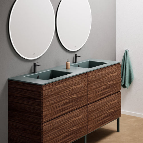 Aurora – Double Corian® Basin Unit with 4 Drawers and Feet-Standing Vanity - ROVALUX