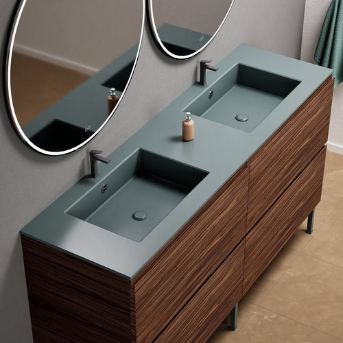 Aurora – Double Corian® Basin Unit with 4 Drawers and Feet-Standing Vanity - ROVALUX