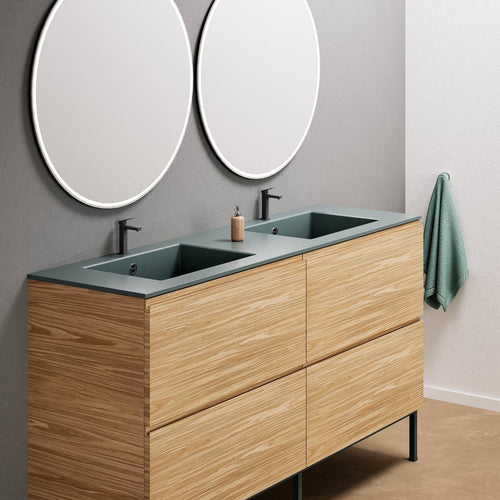Aurora – Double Corian® Basin Unit with 4 Drawers and Feet-Standing Vanity - ROVALUX