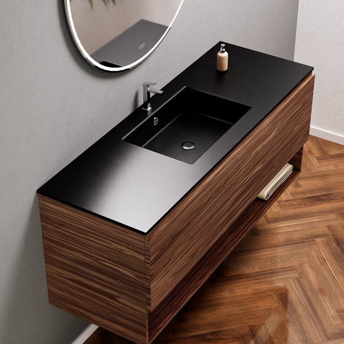 Aurora Single Set – Corian Basin & Countertop with 1 Drawer Vanity & Bottom Shelf - ROVALUX