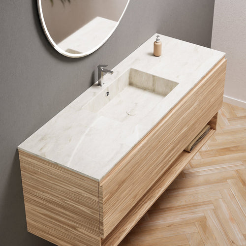 Aurora Single Set – Corian Basin & Countertop with 1 Drawer Vanity & Bottom Shelf - ROVALUX