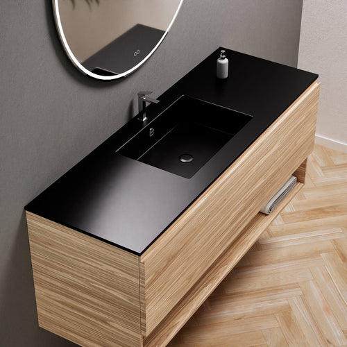 Aurora Single Set – Corian Basin & Countertop with 1 Drawer Vanity & Bottom Shelf - ROVALUX
