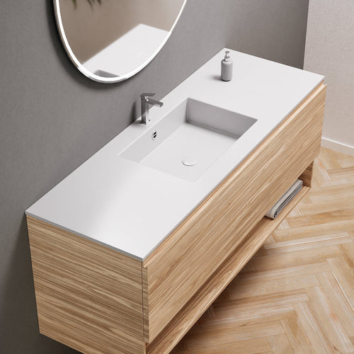 Aurora Single Set – Corian Basin & Countertop with 1 Drawer Vanity & Bottom Shelf - ROVALUX