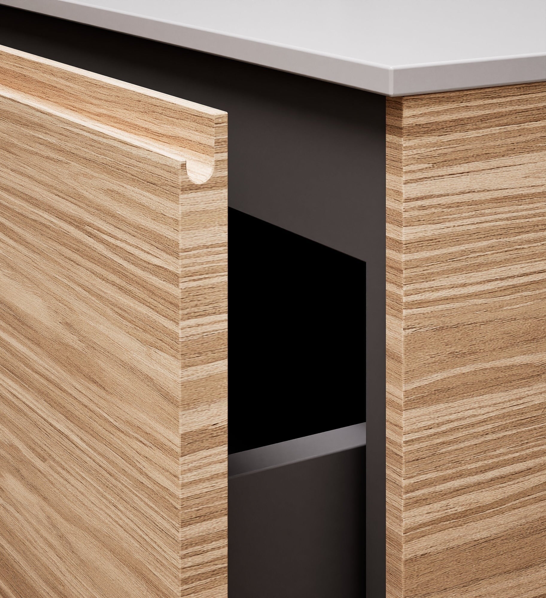 Aurora Single Set – Corian Basin & Countertop with 1 Drawer Vanity & Bottom Shelf - ROVALUX