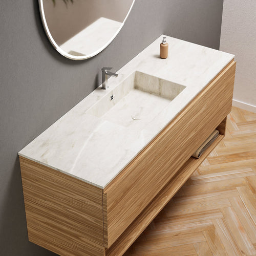 Aurora Single Set – Corian Basin & Countertop with 1 Drawer Vanity & Bottom Shelf - ROVALUX