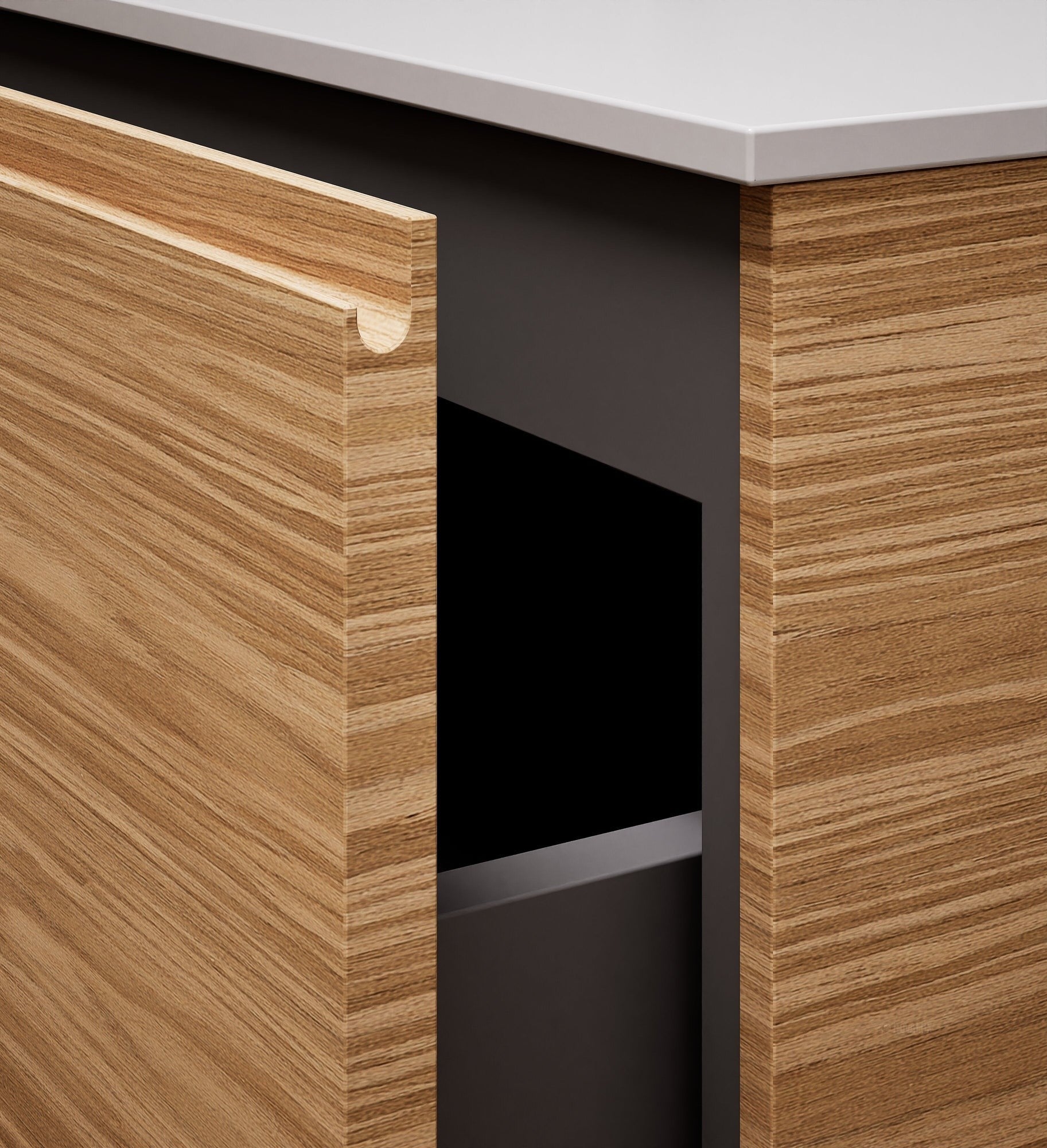 Aurora Single Set – Corian Basin & Countertop with 1 Drawer Vanity & Bottom Shelf - ROVALUX