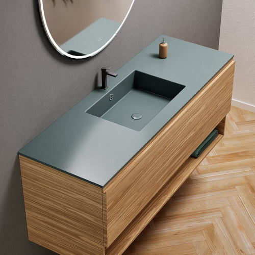 Aurora Single Set – Corian Basin & Countertop with 1 Drawer Vanity & Bottom Shelf - ROVALUX