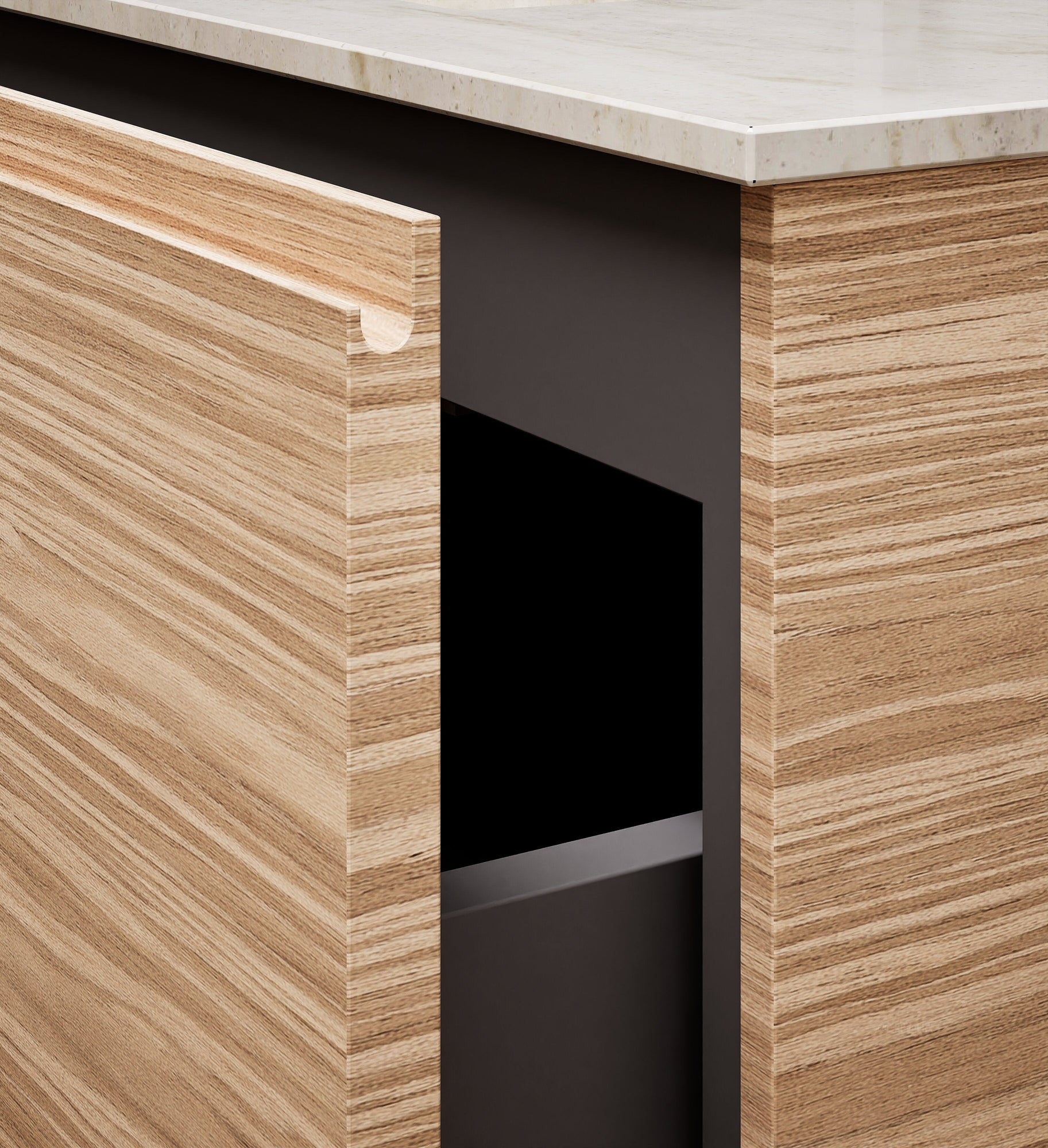Aurora Single Set – Corian Basi & Countertop with 1 Drawer Vanity & Side Shelf - ROVALUX