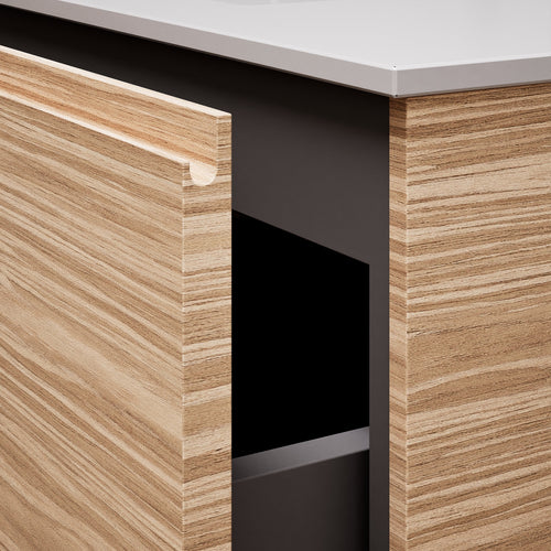 Aurora Single Set – Corian Basi & Countertop with 1 Drawer Vanity & Side Shelf - ROVALUX
