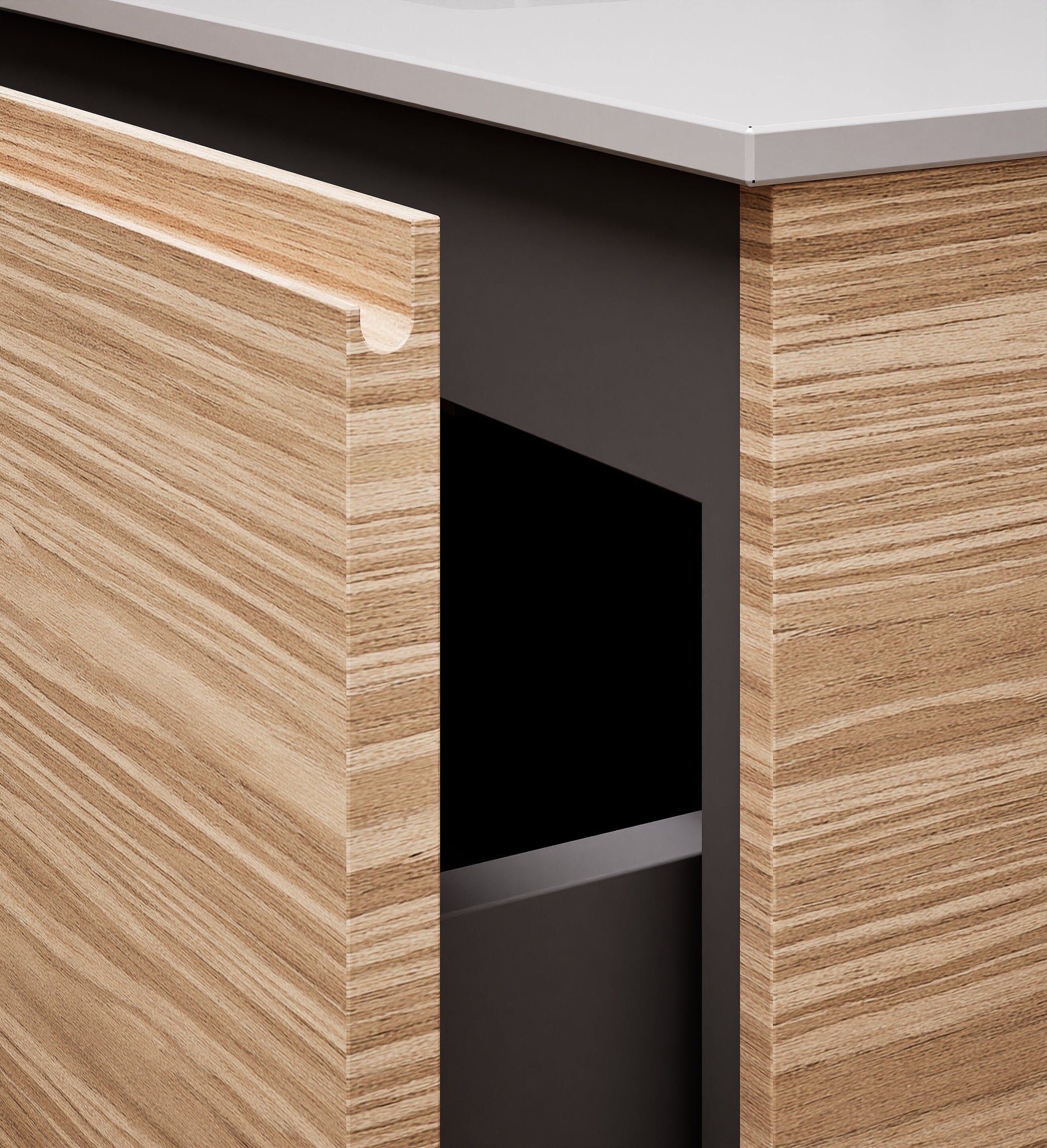 Aurora Single Set – Corian Basi & Countertop with 1 Drawer Vanity & Side Shelf - ROVALUX