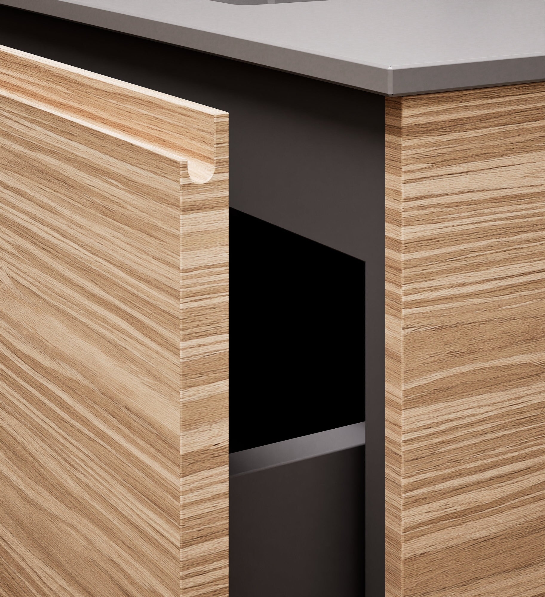 Aurora Single Set – Corian Basi & Countertop with 1 Drawer Vanity & Side Shelf - ROVALUX
