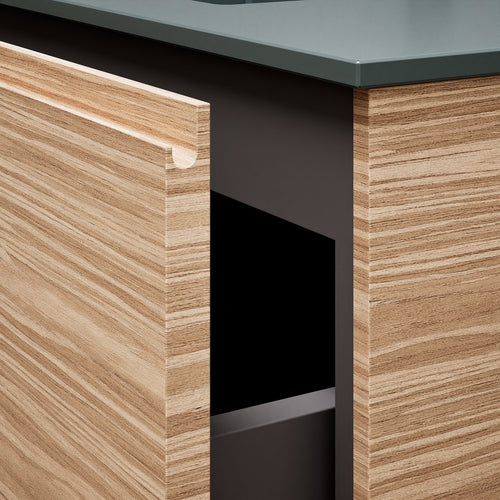 Aurora Single Set – Corian Basi & Countertop with 1 Drawer Vanity & Side Shelf - ROVALUX