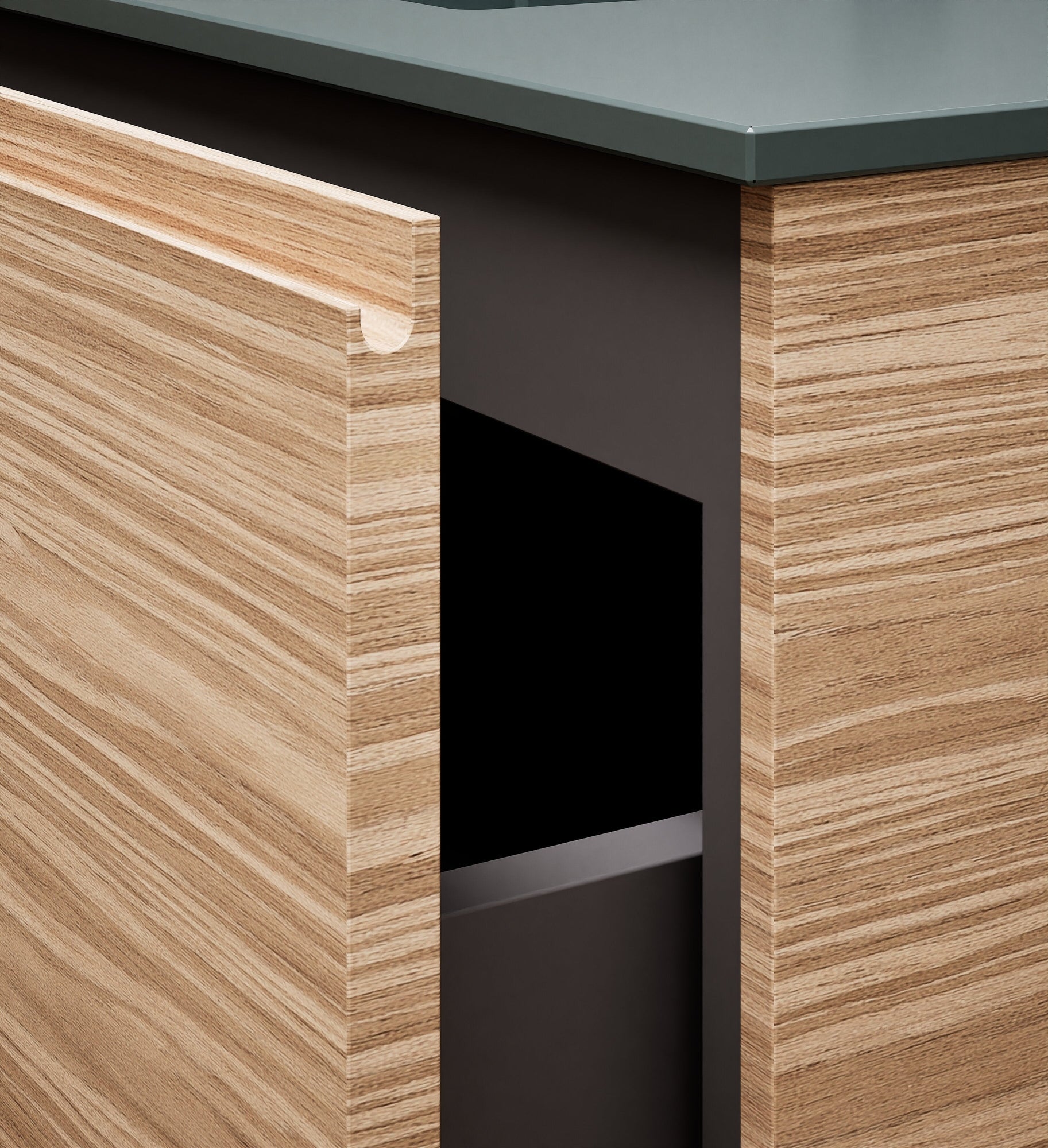 Aurora Single Set – Corian Basi & Countertop with 1 Drawer Vanity & Side Shelf - ROVALUX