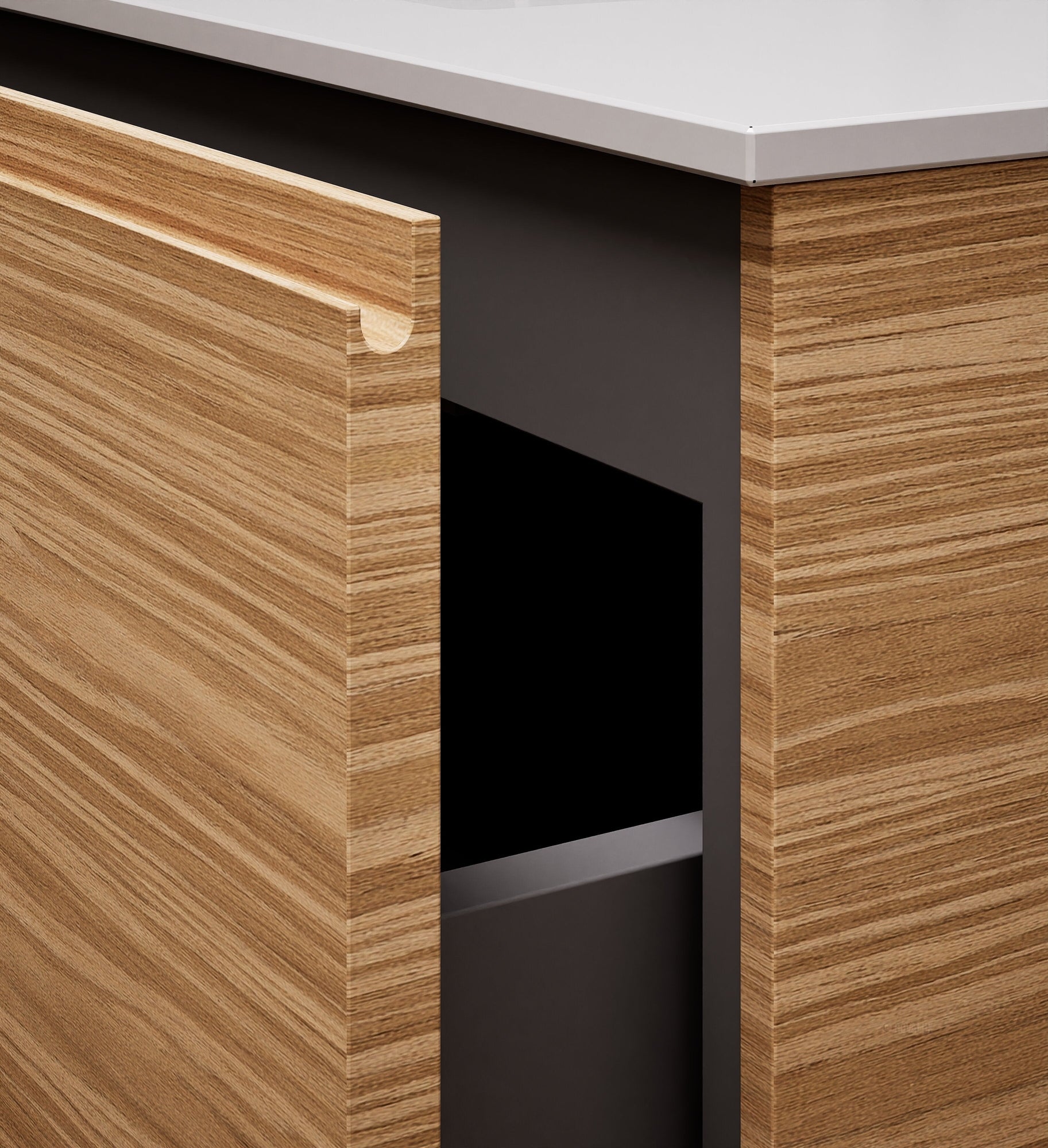 Aurora Single Set – Corian Basi & Countertop with 1 Drawer Vanity & Side Shelf - ROVALUX