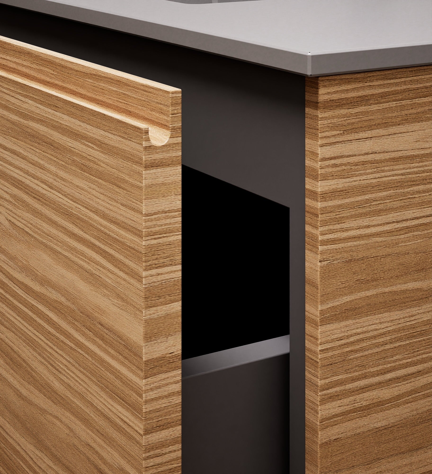 Aurora Single Set – Corian Basi & Countertop with 1 Drawer Vanity & Side Shelf - ROVALUX
