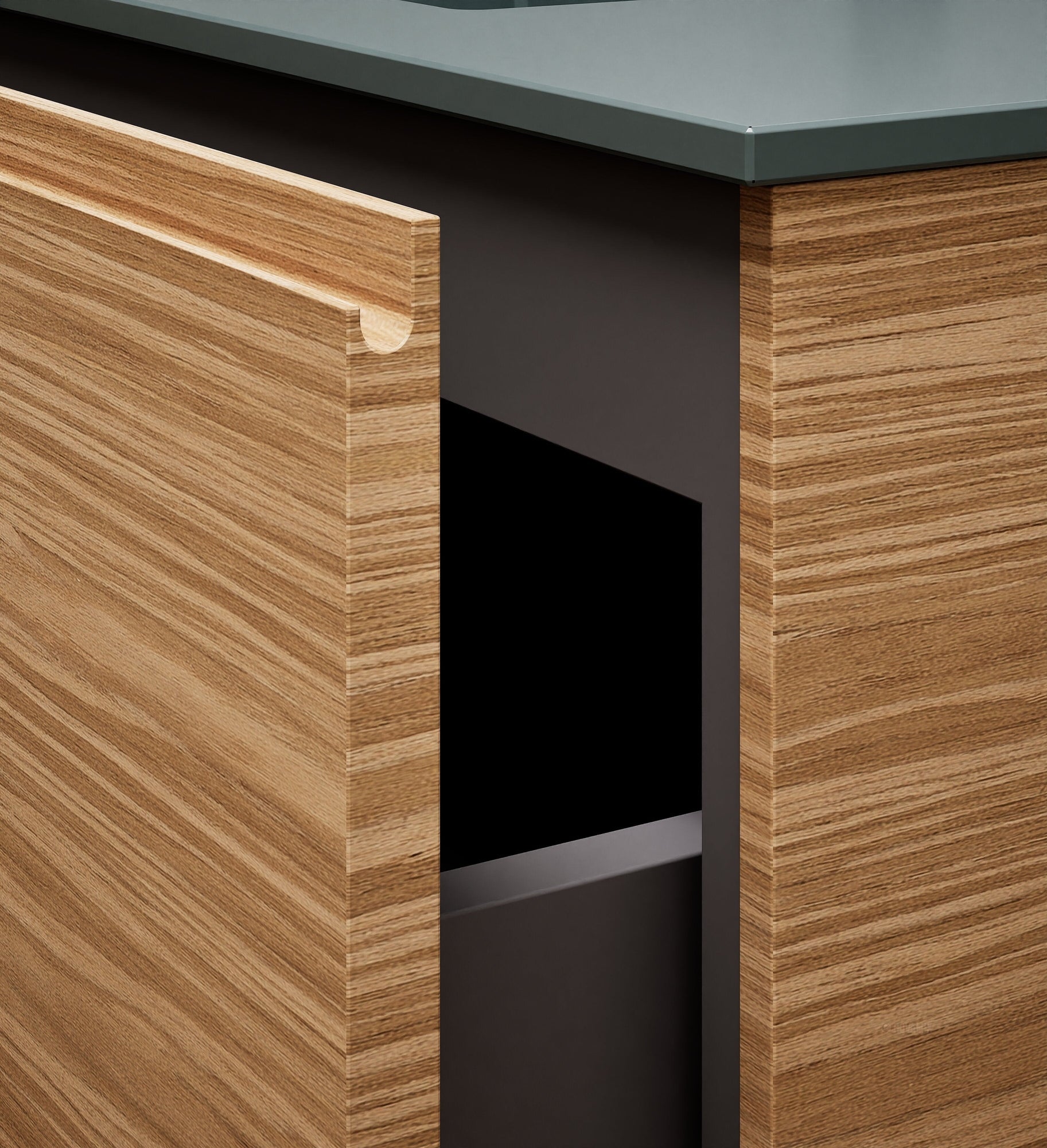 Aurora Single Set – Corian Basi & Countertop with 1 Drawer Vanity & Side Shelf - ROVALUX