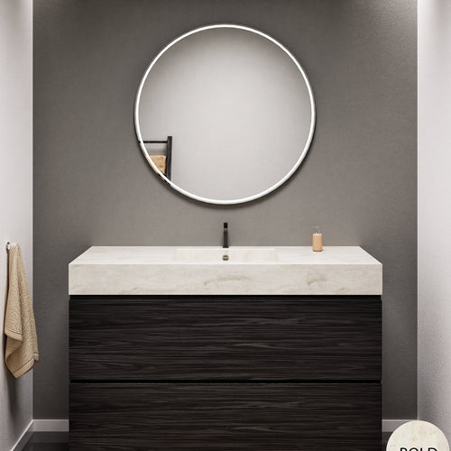 Aurora Single Set – Corian Sink & Countertop with 2 Drawers Vanity - ROVALUX