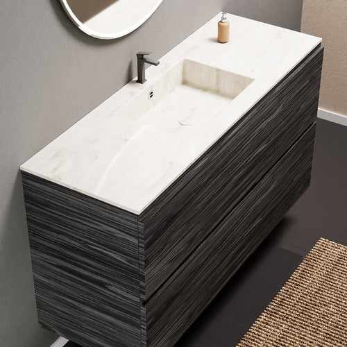 Aurora Single Set – Corian Sink & Countertop with 2 Drawers Vanity - ROVALUX