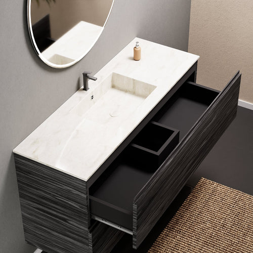 Aurora Single Set – Corian Sink & Countertop with 2 Drawers Vanity - ROVALUX