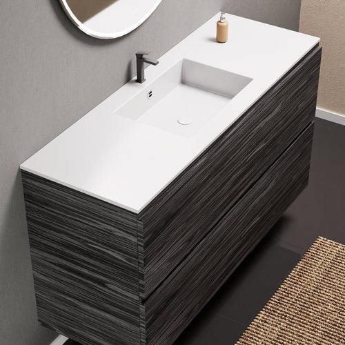 Aurora Single Set – Corian Sink & Countertop with 2 Drawers Vanity - ROVALUX