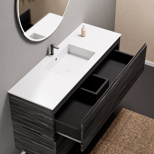 Aurora Single Set – Corian Sink & Countertop with 2 Drawers Vanity - ROVALUX