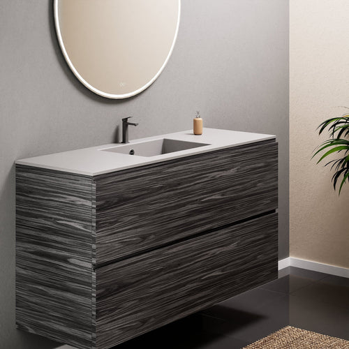 Aurora Single Set – Corian Sink & Countertop with 2 Drawers Vanity - ROVALUX