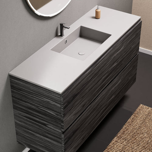 Aurora Single Set – Corian Sink & Countertop with 2 Drawers Vanity - ROVALUX