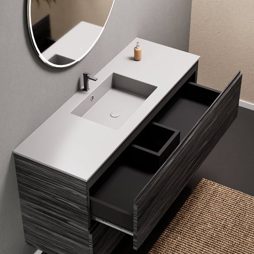 Aurora Single Set – Corian Sink & Countertop with 2 Drawers Vanity - ROVALUX