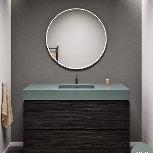 Aurora Single Set – Corian Sink & Countertop with 2 Drawers Vanity - ROVALUX
