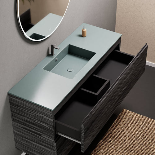 Aurora Single Set – Corian Sink & Countertop with 2 Drawers Vanity - ROVALUX