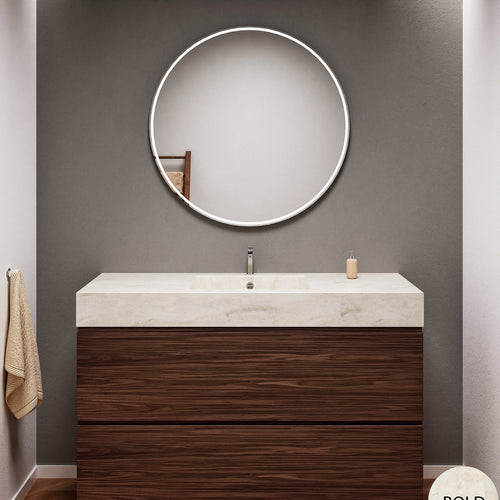 Aurora Single Set – Corian Sink & Countertop with 2 Drawers Vanity - ROVALUX