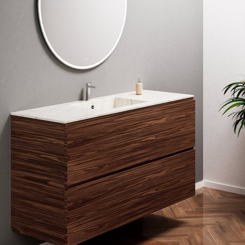 Aurora Single Set – Corian Sink & Countertop with 2 Drawers Vanity - ROVALUX