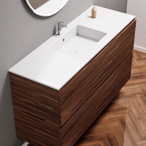 Aurora Single Set – Corian Sink & Countertop with 2 Drawers Vanity - ROVALUX