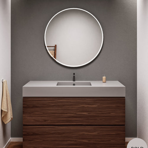Aurora Single Set – Corian Sink & Countertop with 2 Drawers Vanity - ROVALUX