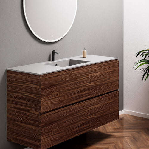 Aurora Single Set – Corian Sink & Countertop with 2 Drawers Vanity - ROVALUX
