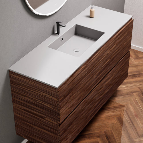 Aurora Single Set – Corian Sink & Countertop with 2 Drawers Vanity - ROVALUX