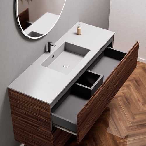 Aurora Single Set – Corian Sink & Countertop with 2 Drawers Vanity - ROVALUX